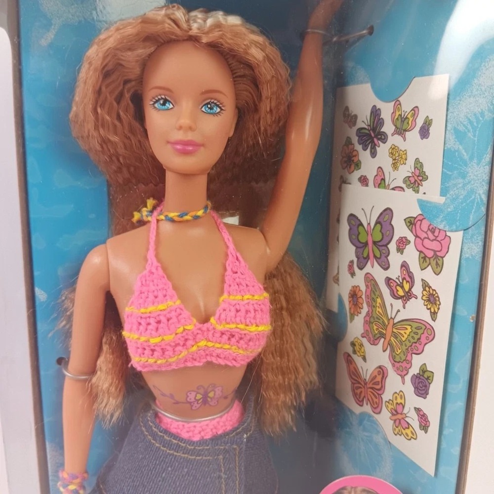 BANNED 1998 NRFB Butterfly Art Barbie Pulled Off Shelf Rare Tattoo Barbie
